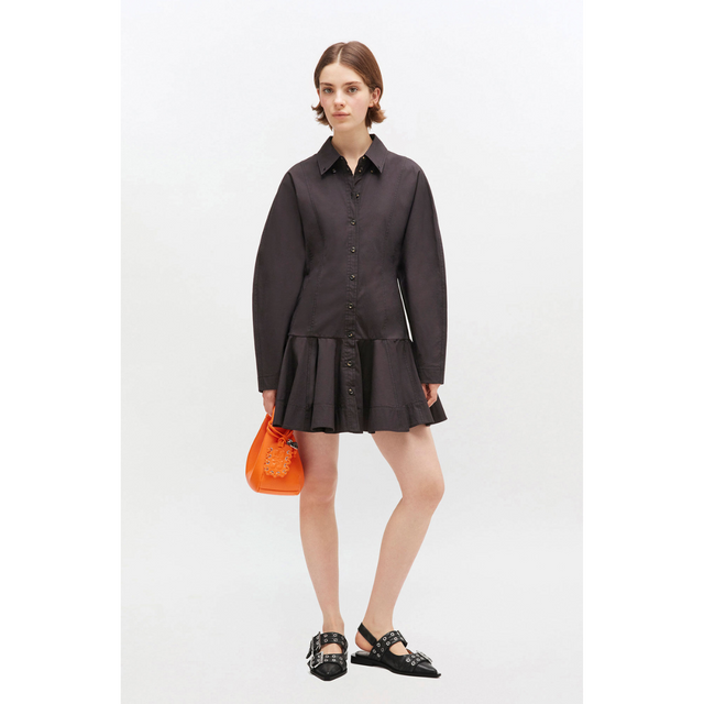 Ganni – Minikleid aus Stretch-Baumwolle mit Knöpfen