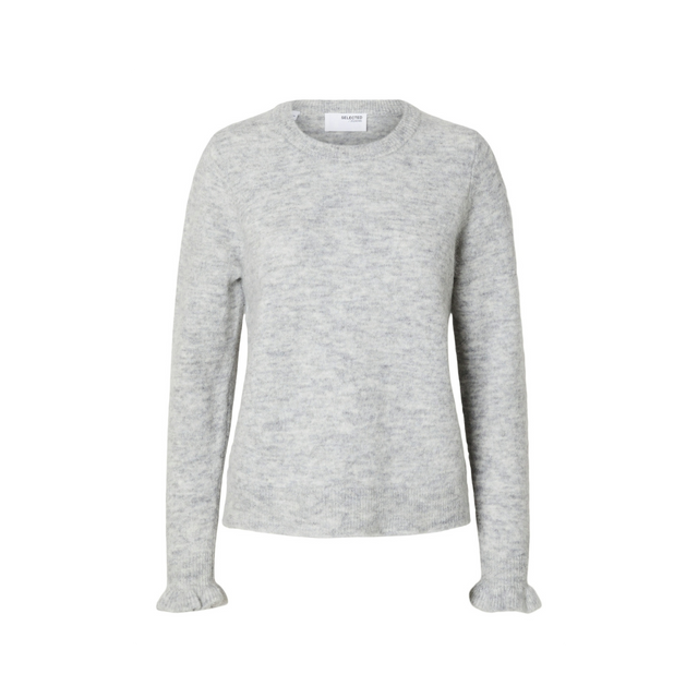 Ausgewählter Femme Lulu LS Knit Frill Cuff O-Neck