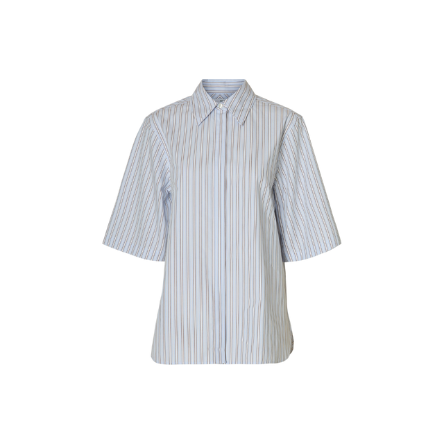 Selected Femme – Ellen – 2/4-gestreiftes, kastenförmiges Hemd B