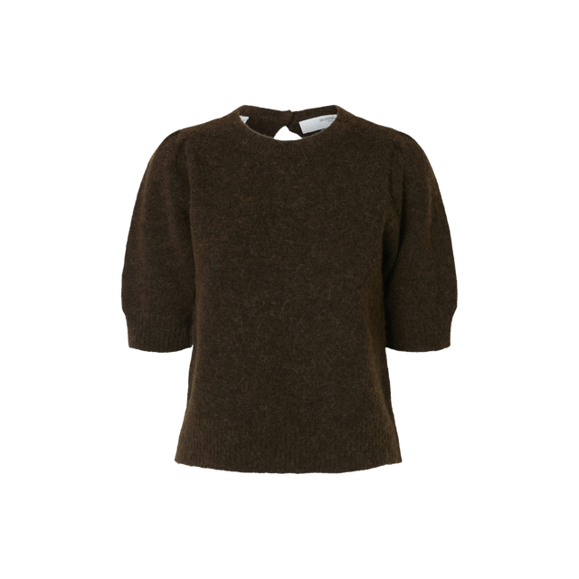 Selected Damen Lulu Strickpullover mit offenem Rücken und Rundhalsausschnitt