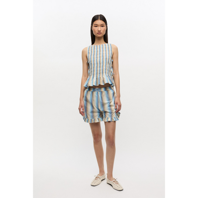 Ganni Ombre Stripe Ruffle Shorts