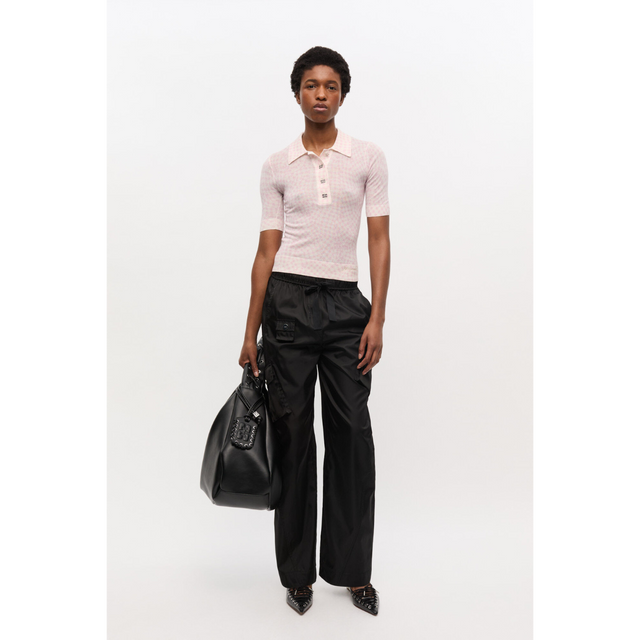 Ganni Sheer Cotton Printed Polo