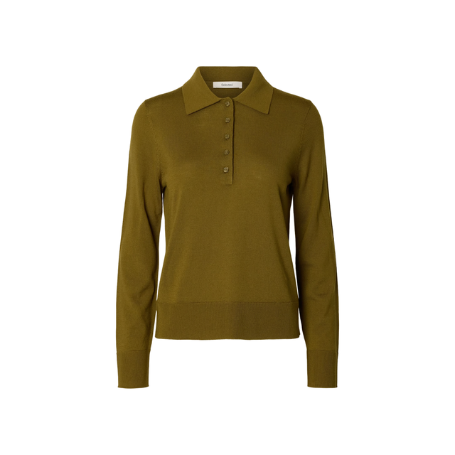Selected Thea LS Knit Merino Collar Neck Noos