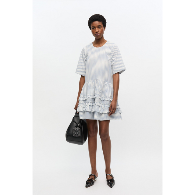 Ganni Stripe Cotton Mini Dress