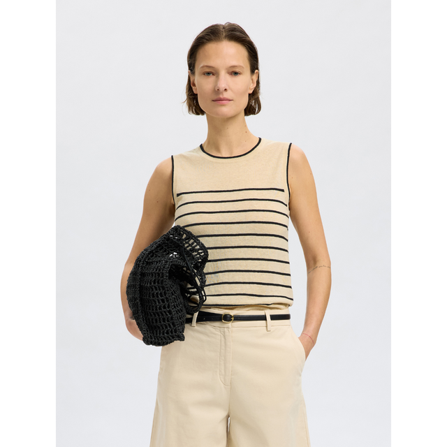 Selected Femme – Esther – Strickoberteil mit Kontrast