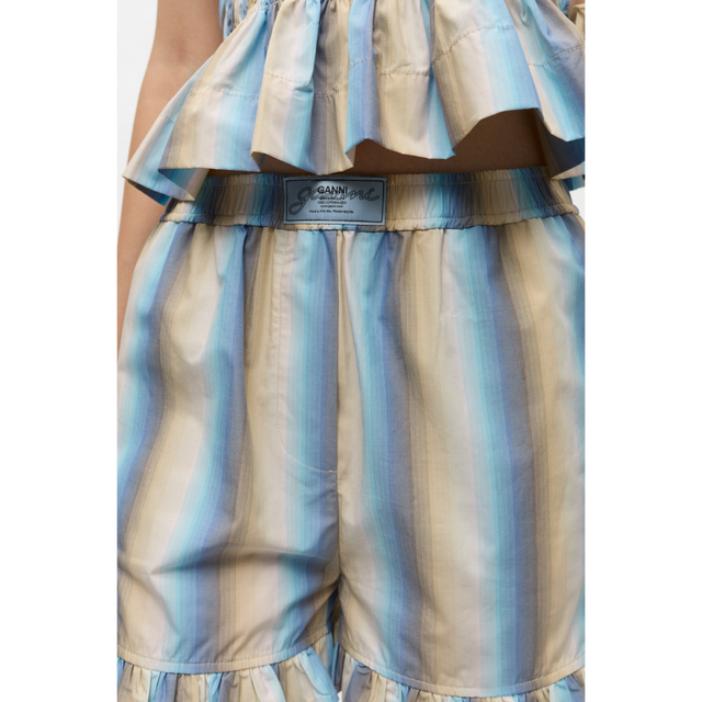 Ganni Ombre Stripe Ruffle Shorts