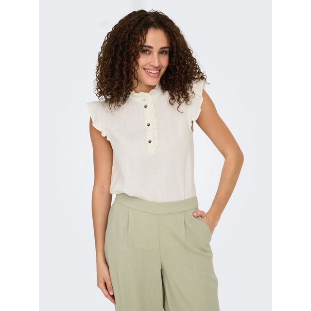 JDY Say S/L Linen Frill Top Woven