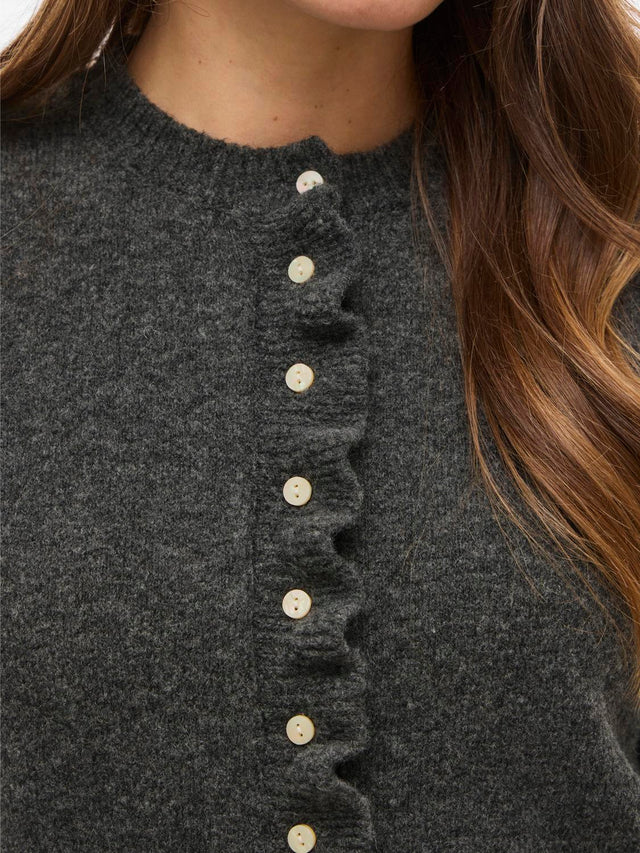 VILA-Vijacia Rundhals-Langarmpullover mit Rüschen