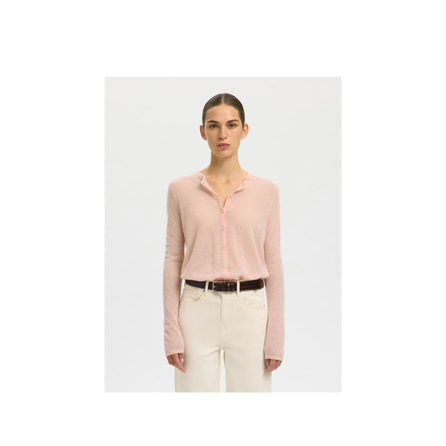 Pale dogwood strik cardigan fra Selected woman - model