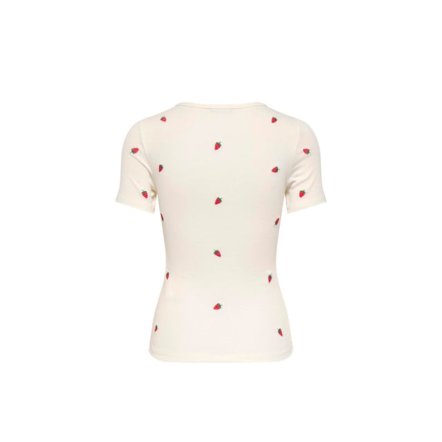 Hvid t-shirt med strawberry broderier - bag