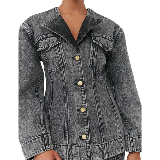 Ganni Snow Washed Denim Fitted Blazer - Prinsesse2ben