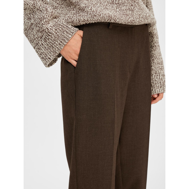 Selected Femme Bukser Slfrita Mw Wide Pant Java Mel - Prinsesse2ben