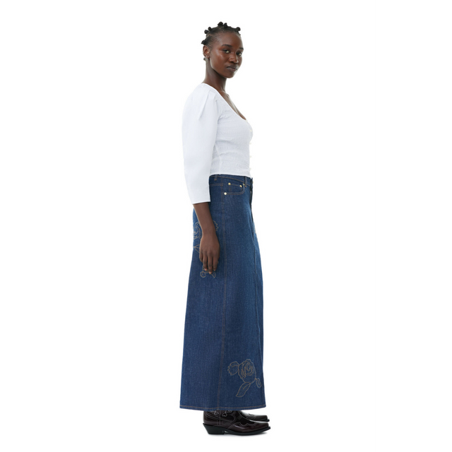 Ganni Rinse Stitch Denim Maxi Skirt