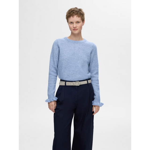 Ausgewählter Femme Lulu LS Knit Frill Cuff O-Neck