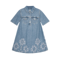 Ganni Broderie Anglaise Denim Mini Dress
