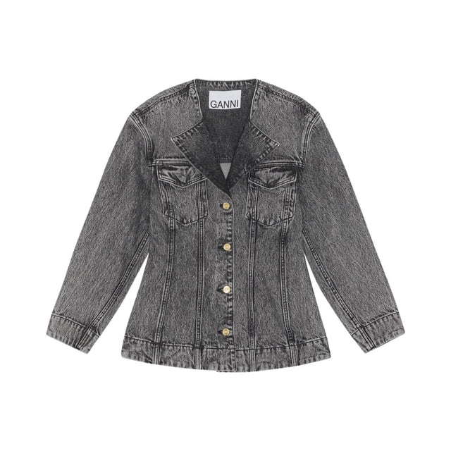 Ganni Snow Washed Denim Fitted Blazer - Prinsesse2ben