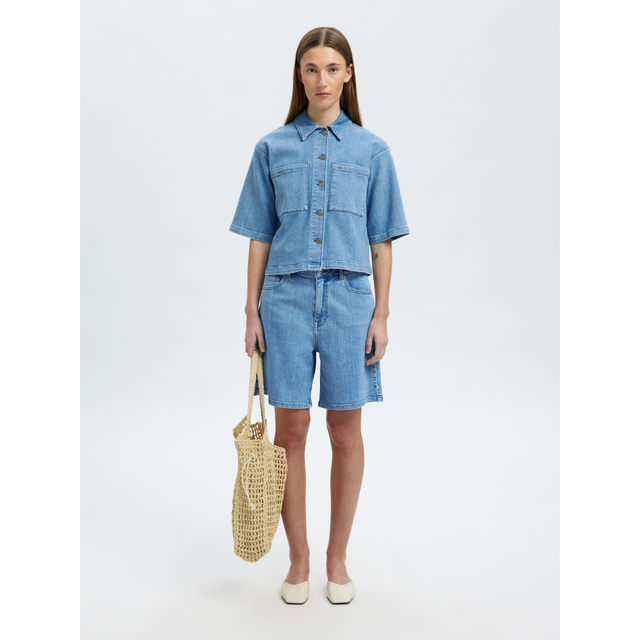 Selected Femme – Anya – Kurzes 2/4-Jeanshemd