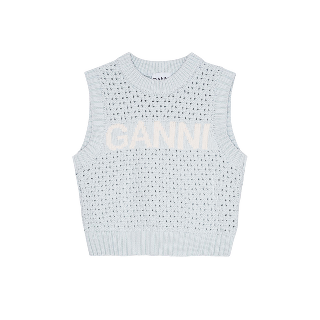 Ganni Textured Cotton Pointelle Vest