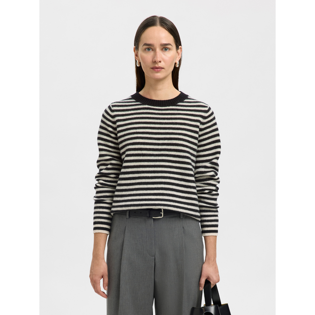 Selected Damen-Fana LS Knit Wool O-Neck