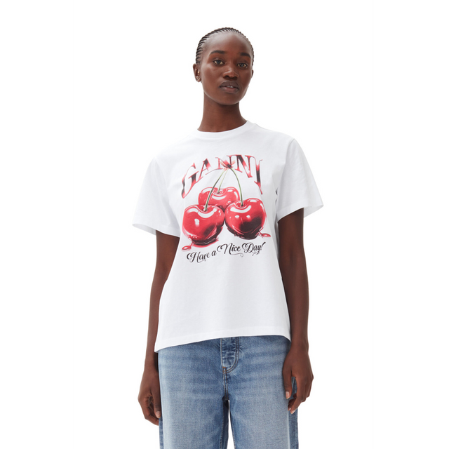 Ganni Basic Jersey Cherry Relaxed T-shirt