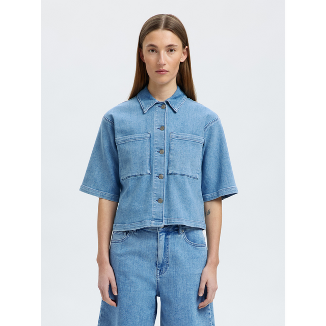 Selected Femme – Anya – Kurzes 2/4-Jeanshemd