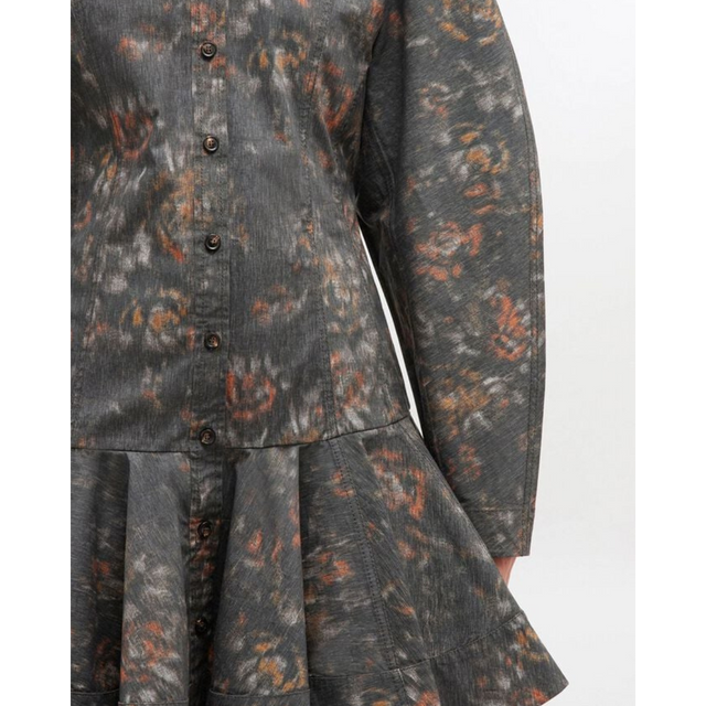 Ganni Printed Stretch Cotton Buttoned Shirt