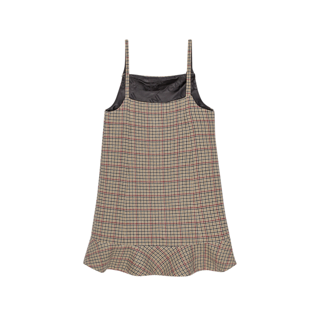 Ganni Check Wool Mix Mini Dress