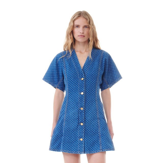 Ganni Light Jacquard Denim Mini Dress