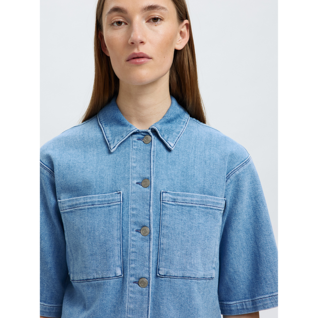Selected Femme – Anya – Kurzes 2/4-Jeanshemd