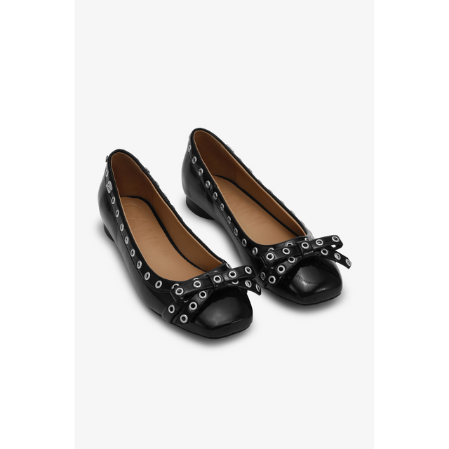 Ganni Eyelets Bow Ballerina Naplack