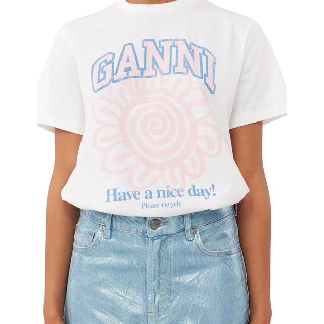 Ganni Basic Jersey Flower Relaxed T-shirt - Prinsesse2ben