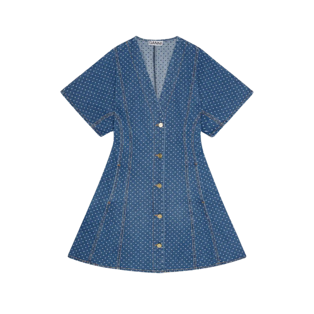 Ganni Light Jacquard Denim Mini Dress