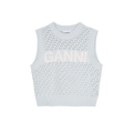 Ganni Textured Cotton Pointelle Vest