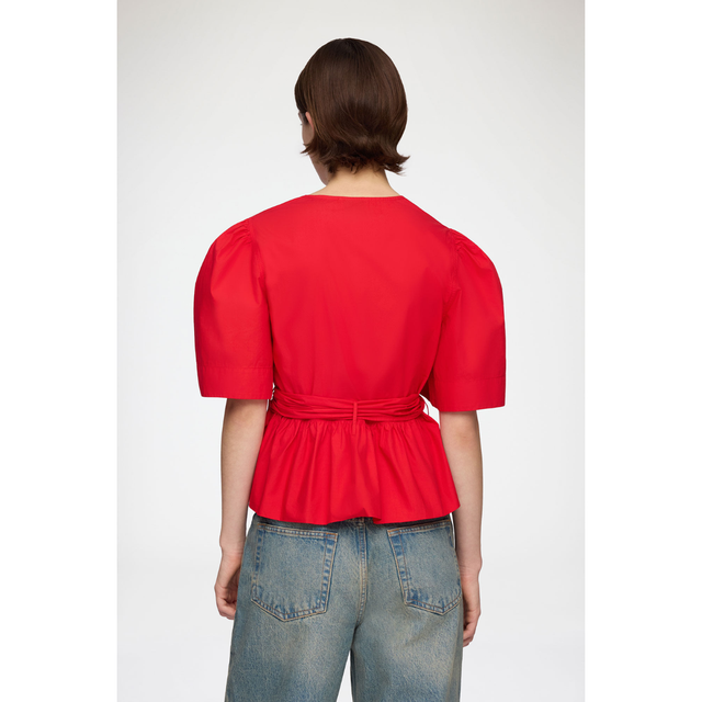 Ganni Cotton Poplin Bow Blouse