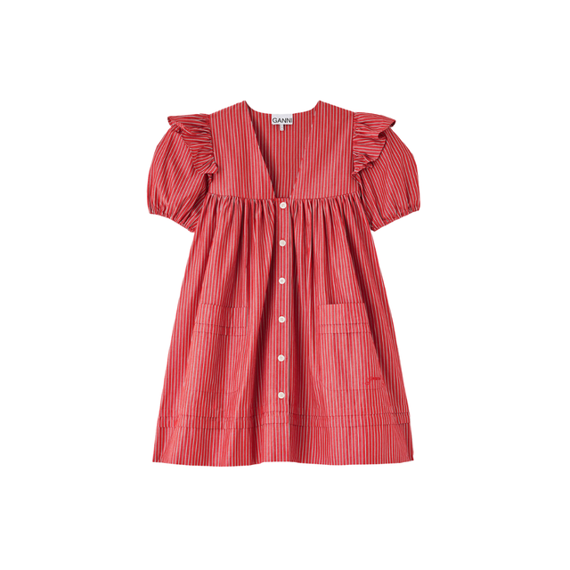Ganni Oxford Stripe Angle Mini Dress