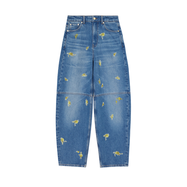Cool Printed Flower Denim Stary Jeans fra Ganni