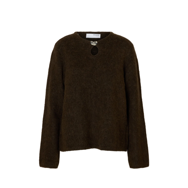 Selected Women-Slflulu Brushed LS Knit Keyhol