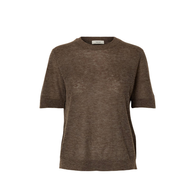 Chocholate chip strik t-shirt fra selected woman - foran