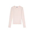 Blød og stribet langærmet t-shirt i bomuldsjersey fra Ganni - chalk pink