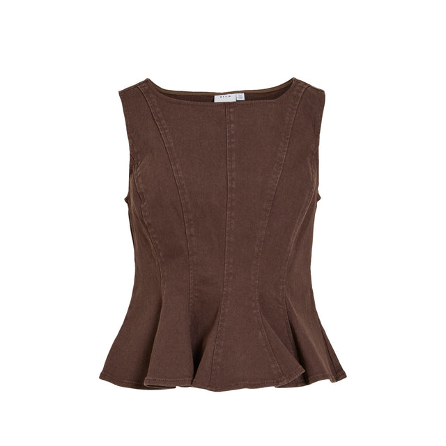 Peplum top i brun fra Vila - front