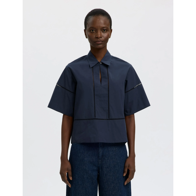 Selected Women Delia 2/4 Boxy Ladder Stitch Top